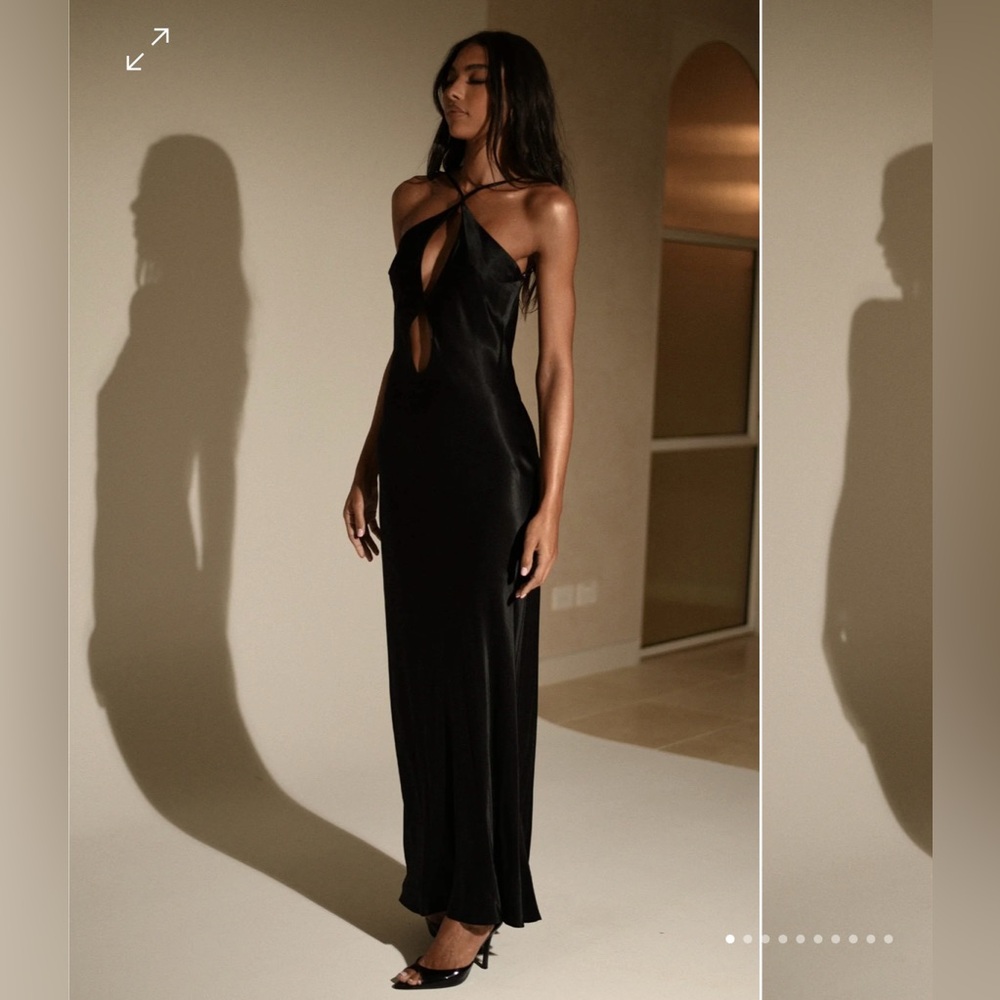 MESHKI Lucia Satin Cut Out Maxi Dress - Size M